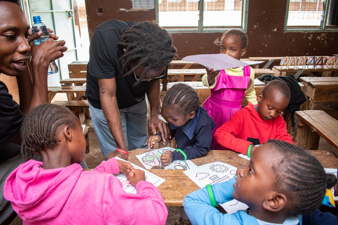 Children working together at a table